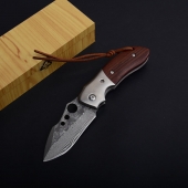 红酸枝大马士革折刀